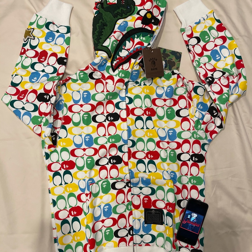 Bape A Bathing Ape Colorful Dinosaur Shark Hoodie